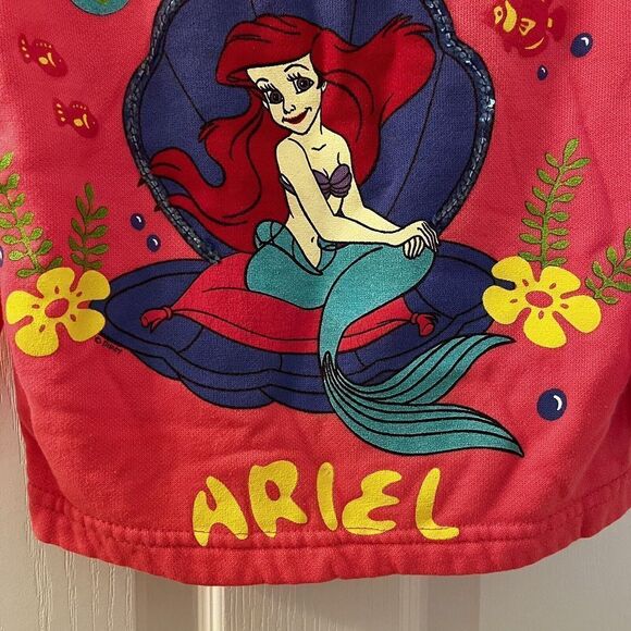 Vintage Disney The Little Mermaid Ariel Sweatshirt Pink Sequins USA Girls SZ 2T - Picture 7 of 15